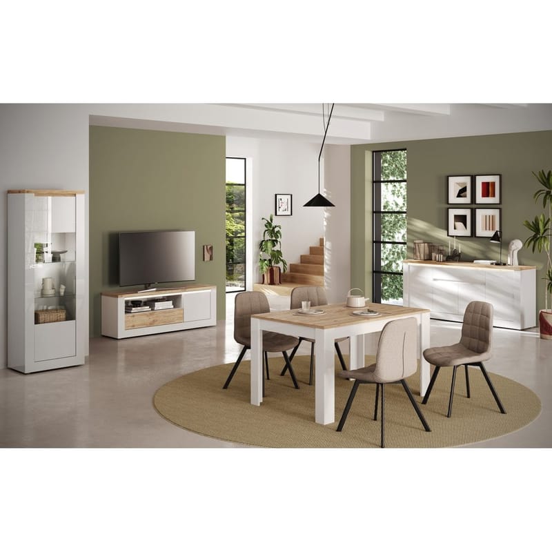 Vandesar Vitrineskap 192 cm - Natur/Hvit - Oppbevaring - Skap - Vitrineskap