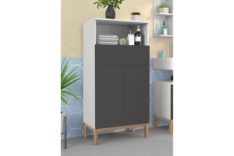 Vegghylle Mirza Hvit/Antrasitt - Hvit/Antrasitt - Hus & oppussing - Kjøkken & bad - Baderom - Baderomsmøbler & baderomsinnredning - Veggskap & høyskap