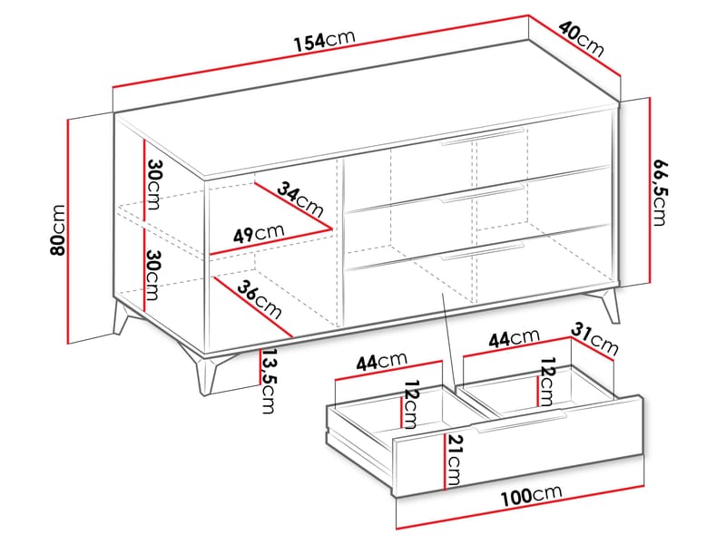 Vemdalen skjenk 154 cm - brun - Oppbevaring - Skap - Barskap