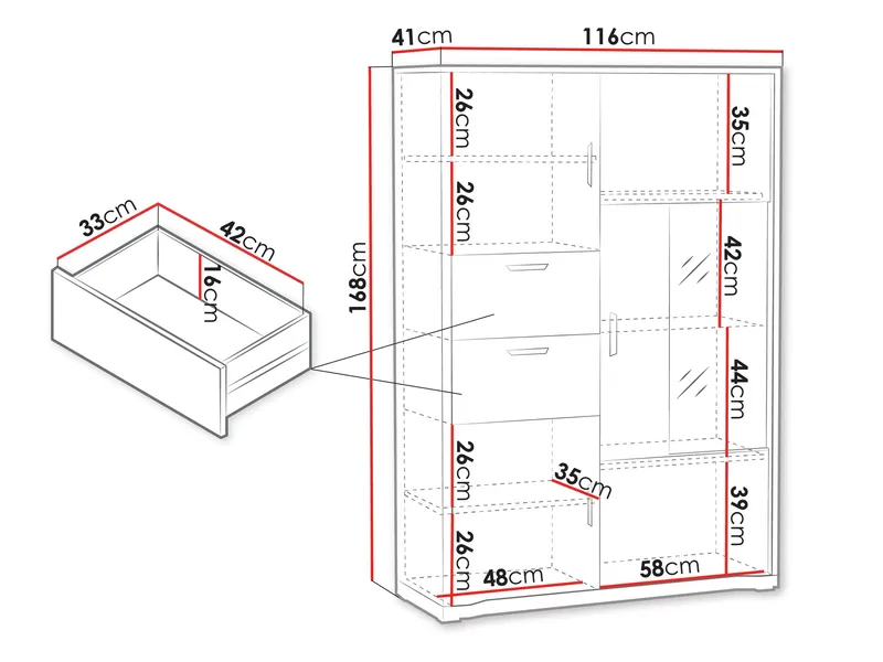 Veyricus Vitrineskap 168 cm - Oppbevaring - Skap - Vitrineskap