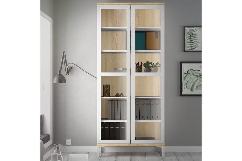 Virender Vitrineskap 88,7x202,8 cm - Hvit - Oppbevaring - Skap - Vitrineskap