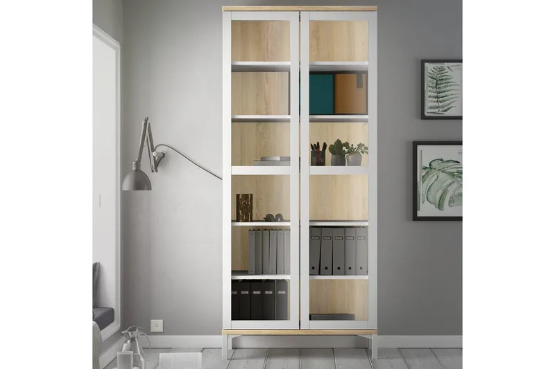 Virender Vitrineskap 88,7x202,8 cm - Hvit - Oppbevaring - Skap - Vitrineskap