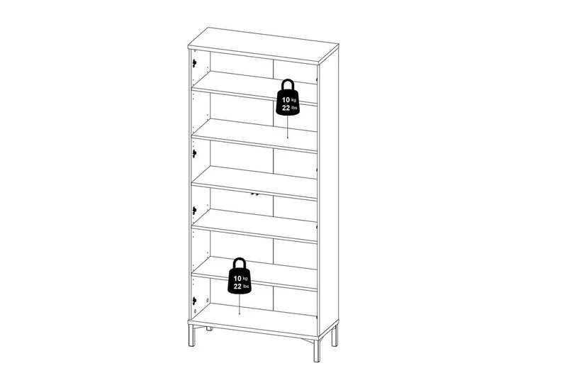 Virender Vitrineskap 88,7x202,8 cm - Hvit - Oppbevaring - Skap - Vitrineskap
