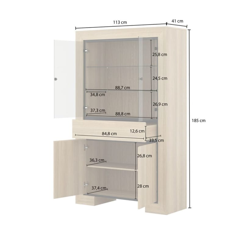 Vitrineskap Cuba II 4 dører 1 skuff - Oppbevaring - Skap - Vitrineskap