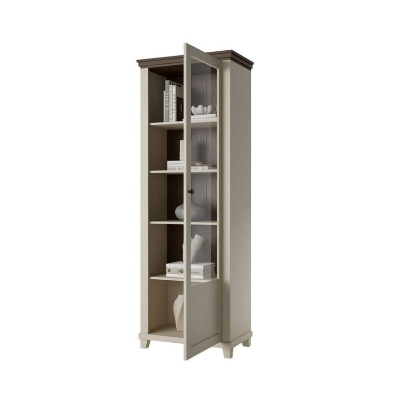 Vitrineskap Evora 1 dør høyre - Lys beige - Oppbevaring - Skap - Vitrineskap