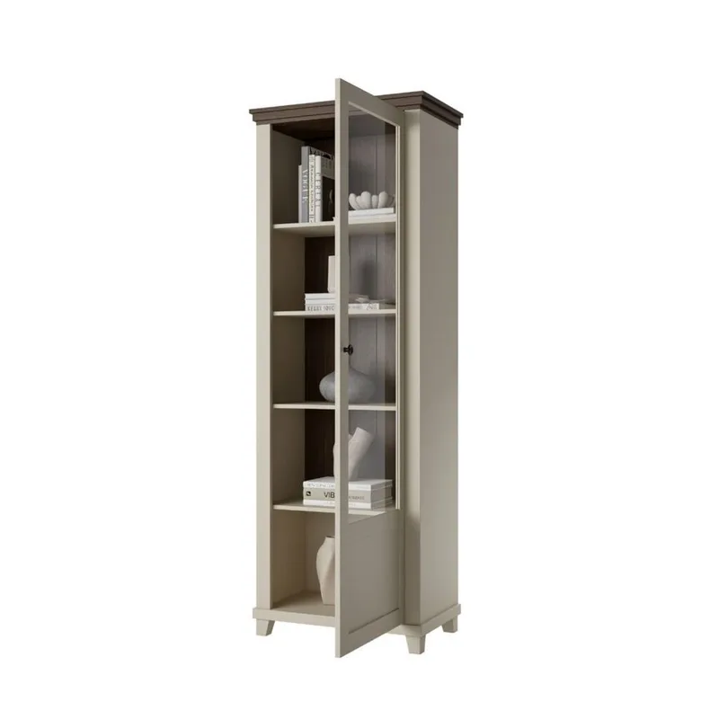 Vitrineskap Evora 1 dør høyre - Lys beige - Oppbevaring - Skap - Vitrineskap