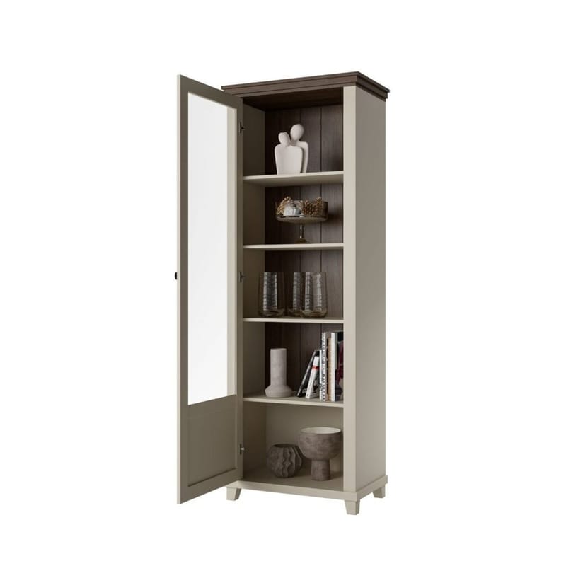 Vitrineskap Evora 1 dør venstre - Lys Beige - Oppbevaring - Skap - Vitrineskap