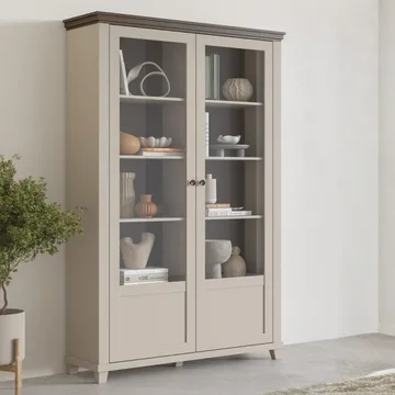 Vitrineskap Evora 2 dører - Lys beige - Oppbevaring - Skap - Vitrineskap