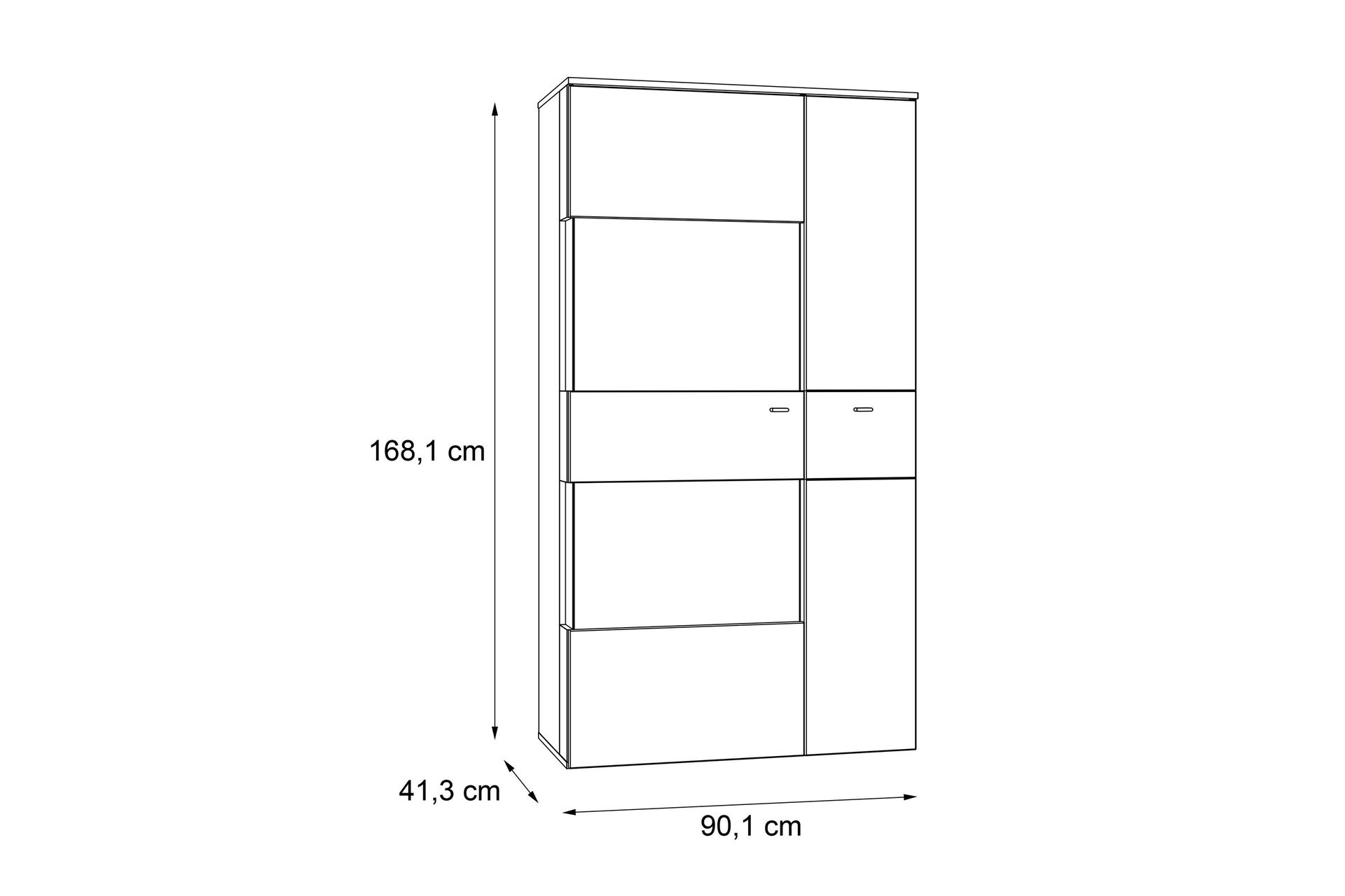 Ameysford Vitrineskap 90 cm - Grå/Brun - Oppbevaring - Skap - Vitrineskap