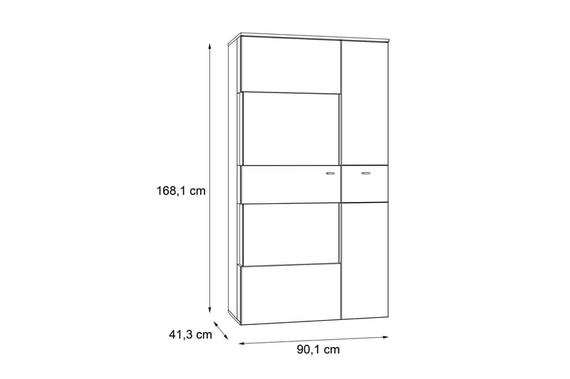 Ameysford Vitrineskap 90 cm - Grå/Brun - Oppbevaring - Skap - Vitrineskap