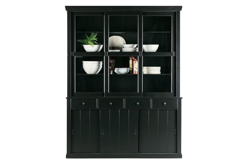 Ananse Vitrineskap 166x48 cm - Furu/Svart - Oppbevaring - Skap - Vitrineskap