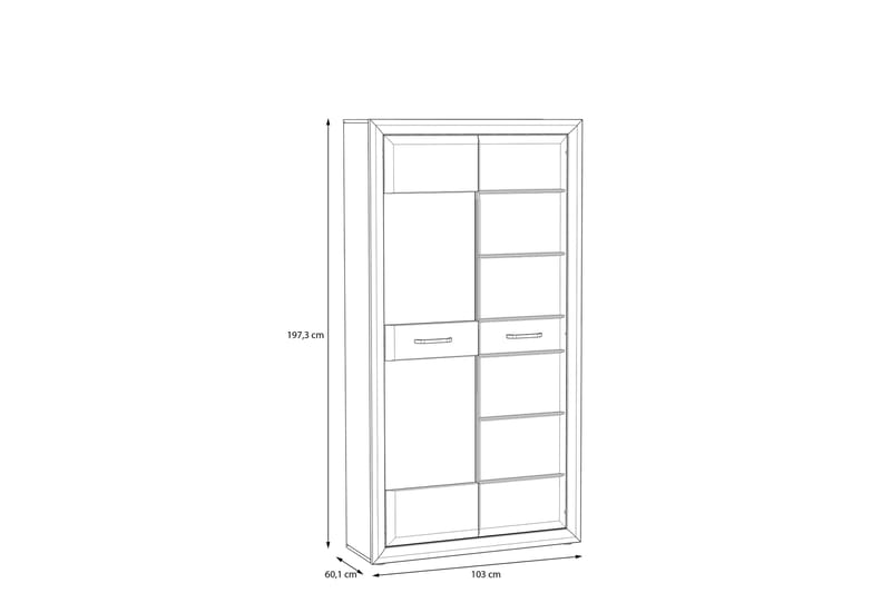 Aridiala Vitrineskap 35x103 cm - Brun/Hvit - Oppbevaring - Skap - Vitrineskap