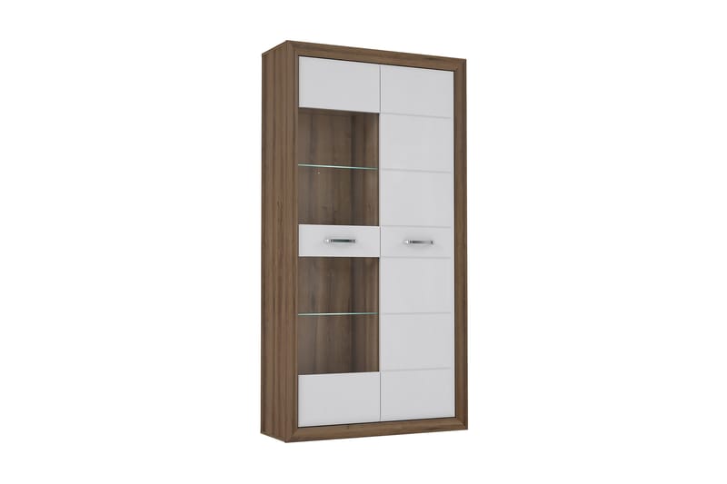 Aridiala Vitrineskap 35x103 cm - Brun/Hvit - Oppbevaring - Skap - Vitrineskap