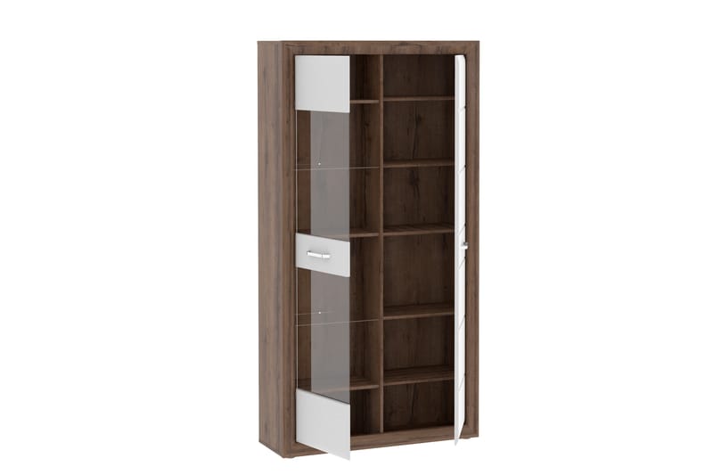 Aridiala Vitrineskap 35x103 cm - Brun/Hvit - Oppbevaring - Skap - Vitrineskap