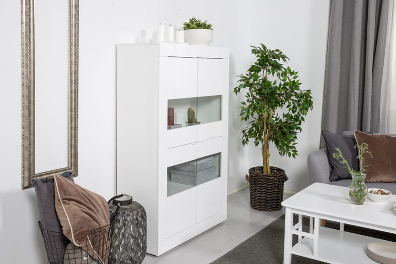 Basic Vitrineskap 102 cm - Hvit - Oppbevaring - Skap - Vitrineskap