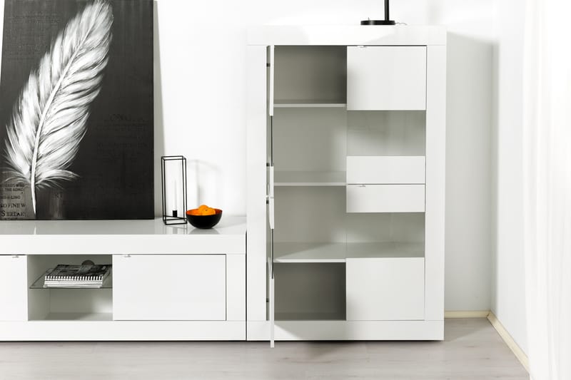 Basic Vitrineskap 102 cm - Hvit - Oppbevaring - Skap - Vitrineskap