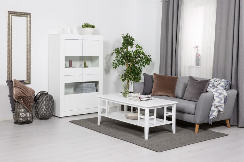 Basic Vitrineskap 102 cm - Hvit - Oppbevaring - Skap - Vitrineskap