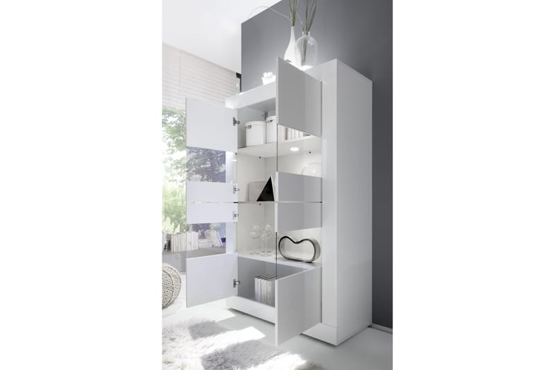 Basic Vitrineskap 102 cm - Hvit - Oppbevaring - Skap - Vitrineskap