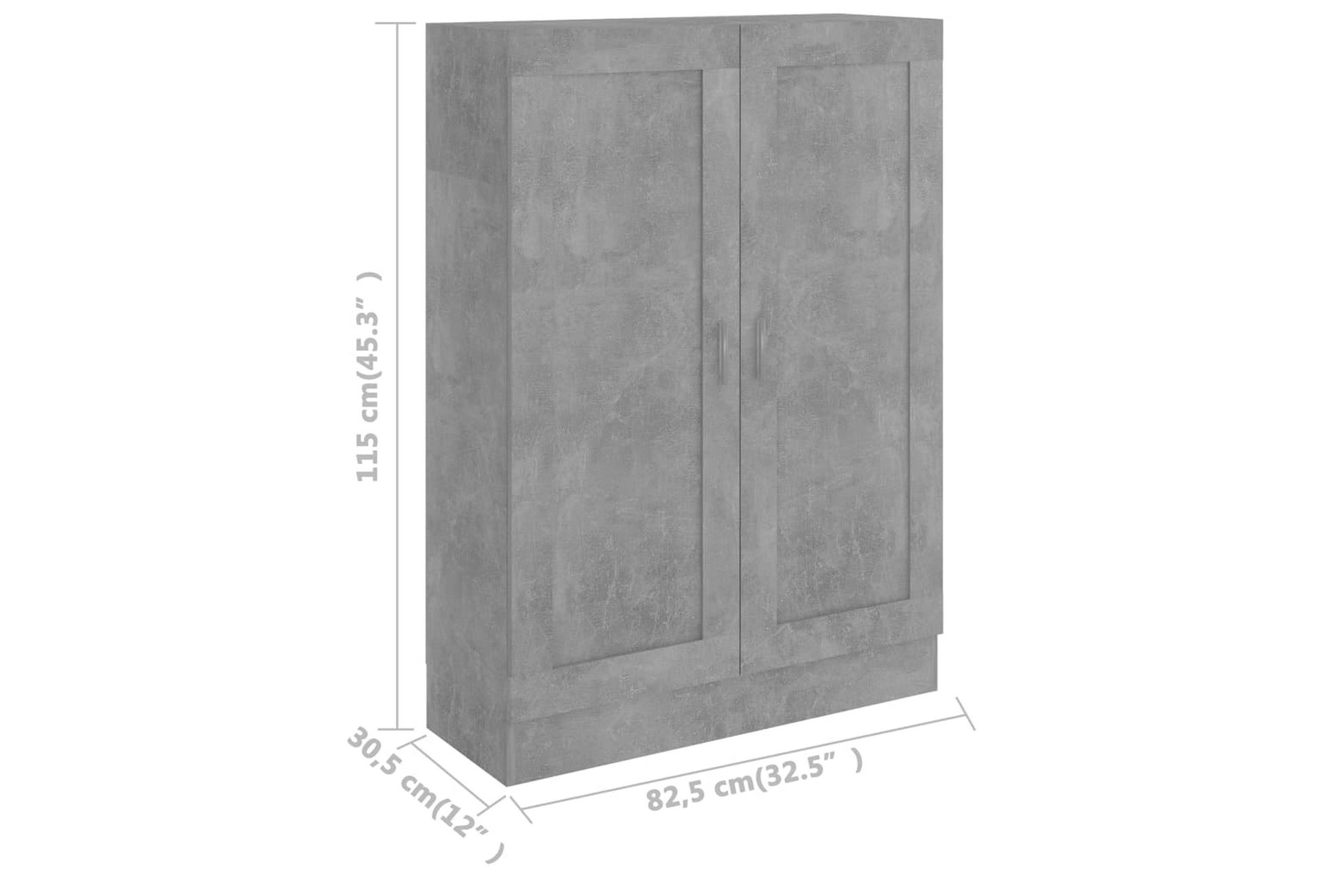 Bokhylle betonggrå 82,5x30,5x115 cm sponplate - Oppbevaring - Skap - Vitrineskap