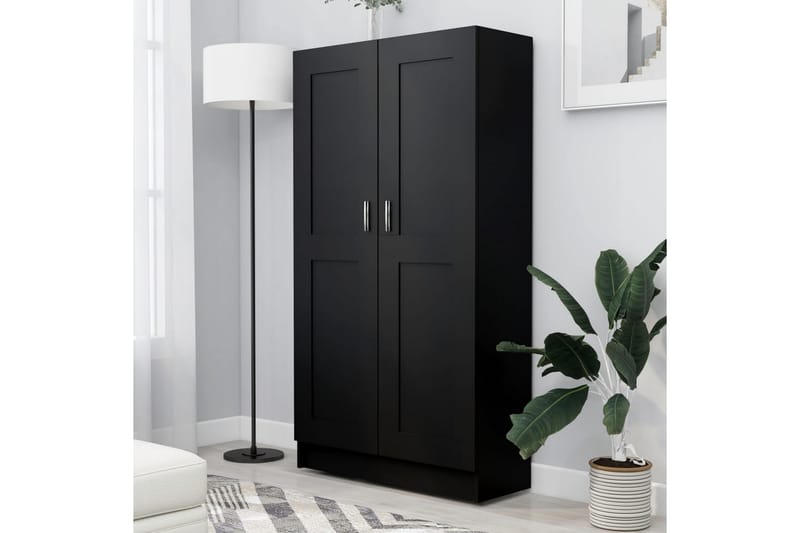 Bokhylle svart 82,5x30,5x150 cm sponplate - Oppbevaring - Skap - Vitrineskap