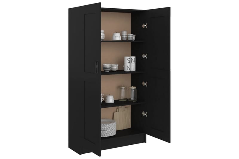 Bokhylle svart 82,5x30,5x150 cm sponplate - Oppbevaring - Skap - Vitrineskap