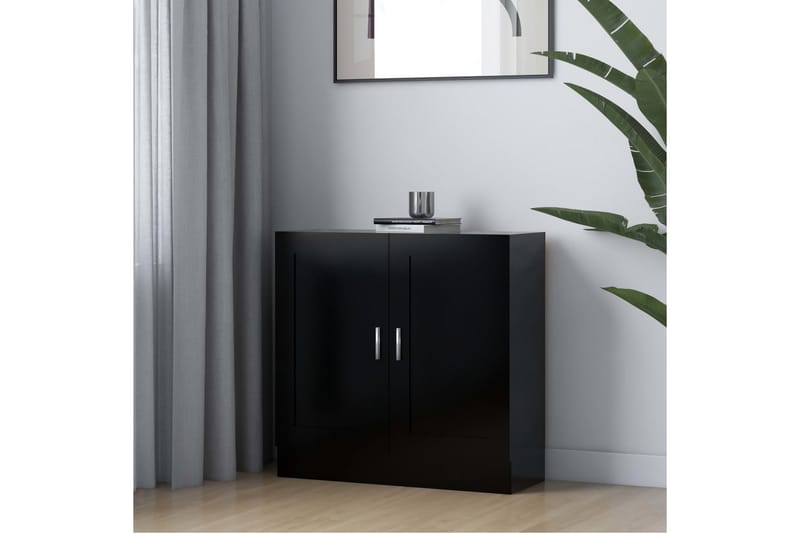 Bokhylle svart 82,5x30,5x80 cm sponplate - Oppbevaring - Skap - Vitrineskap