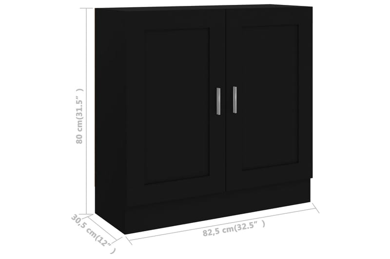 Bokhylle svart 82,5x30,5x80 cm sponplate - Oppbevaring - Skap - Vitrineskap