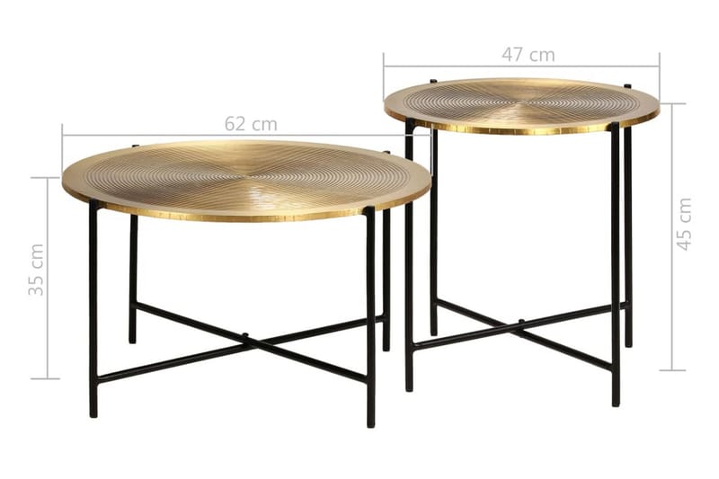 Bordsett 2 deler messing-dekket MDF - Messing - Oppbevaring - Skap - Vitrineskap