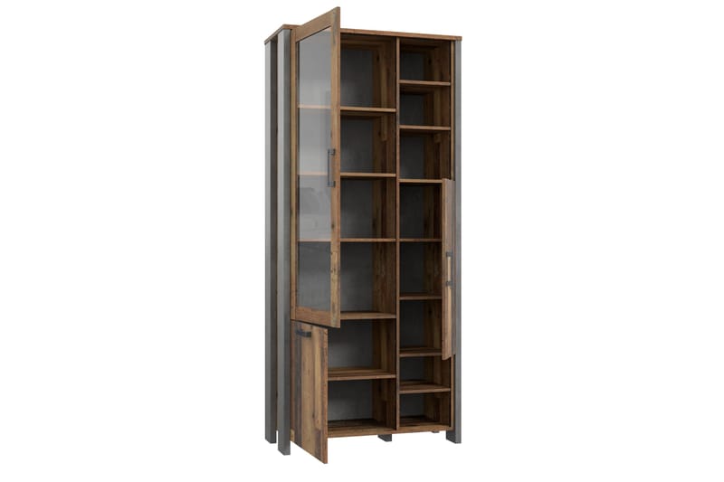 Cadle Vitrineskap 92 cm - Brun/Grå - Oppbevaring - Skap - Vitrineskap