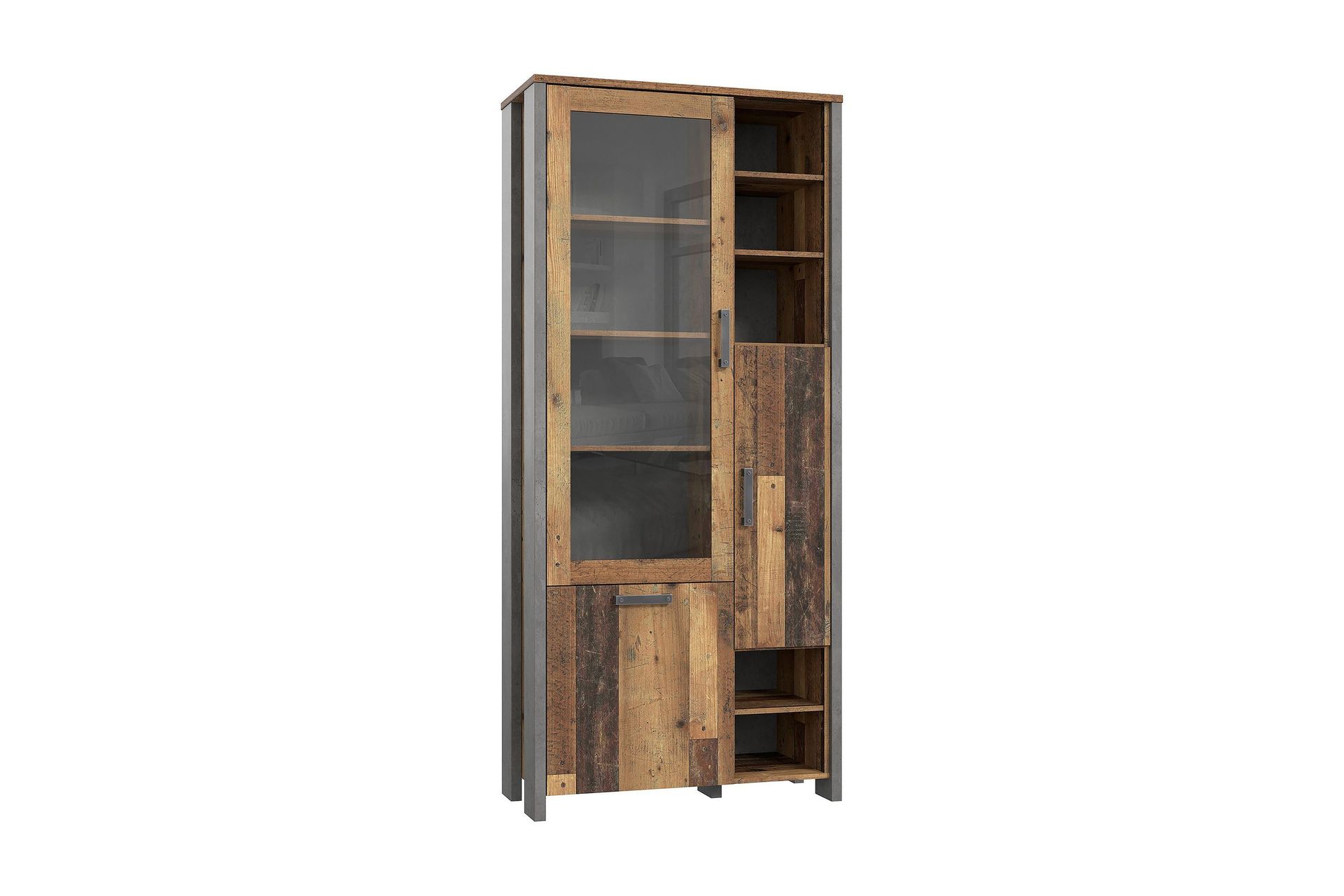 Cadle Vitrineskap 92 cm - Brun/Grå