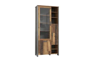 Cadle Vitrineskap 92 cm - Brun/Grå - Oppbevaring - Skap - Vitrineskap