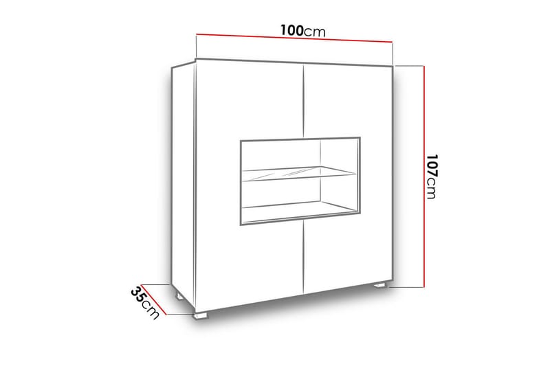 Calabrini Vitrineskap 100x35x107 cm - Brun - Oppbevaring - Skap - Vitrineskap