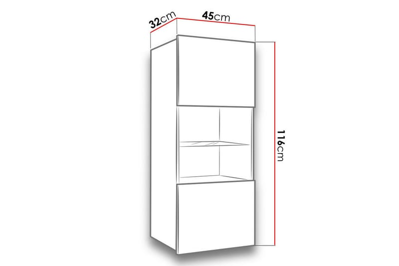 Calabrini Vitrineskap 45x32x117 cm - Beige / Brun - Oppbevaring - Skap - Vitrineskap