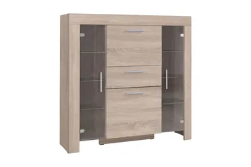 Cezar Vitrinskåp 130x42x131 cm Ek - Oppbevaring - Skap - Vitrineskap