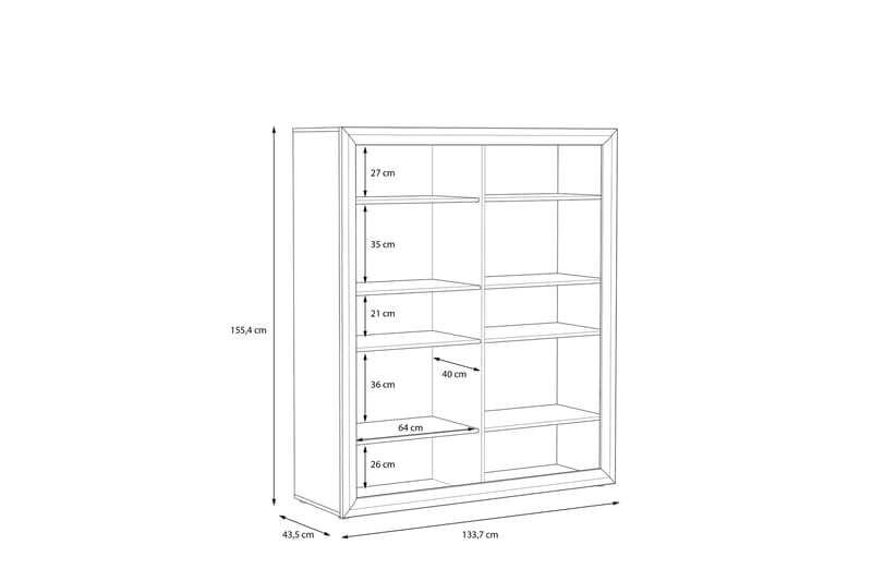 Corlius Vitrineskap 41x134 cm - Beige/Brun - Vitrineskap