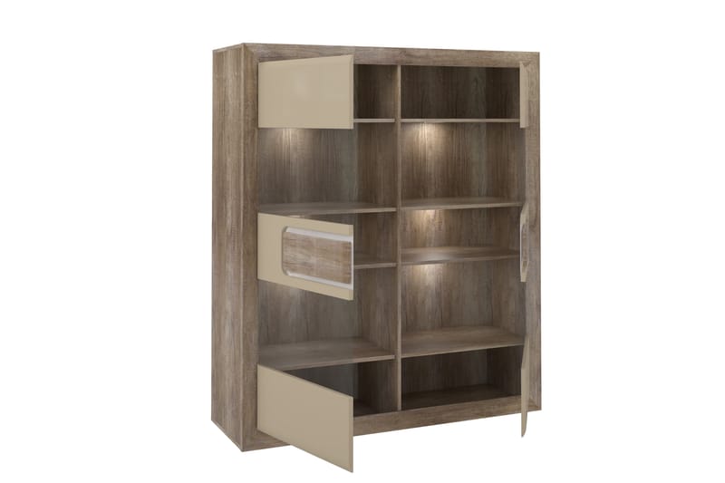 Corlius Vitrineskap 41x134 cm - Beige/Brun - Oppbevaring - Skap - Vitrineskap
