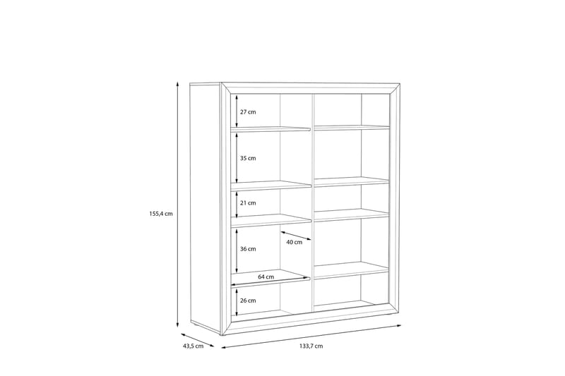 Corlius Vitrineskap 41x134 cm - Beige/Brun - Oppbevaring - Skap - Vitrineskap