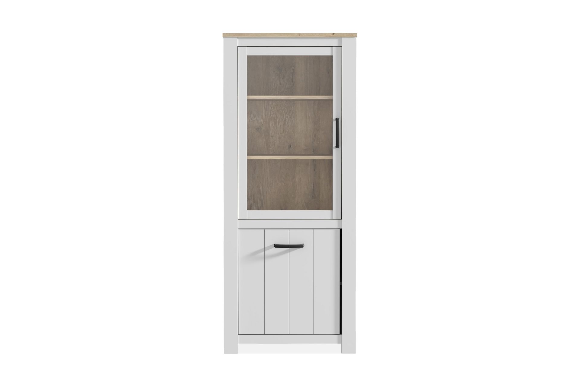Crumpton Vitrineskap 77 cm - Hvit/Brun - Oppbevaring - Skap - Vitrineskap