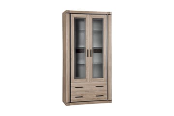 Dallas Vitrineskap 97x43,5x192 cm - Eik / Led-belysning - Oppbevaring - Skap - Vitrineskap