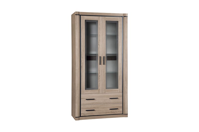 Dallas Vitrineskap 97x43,5x192 cm - Eik / Led-belysning - Oppbevaring - Skap - Vitrineskap