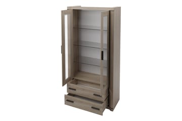 Dallas Vitrineskap 97x43,5x192 cm - Eik / Led-belysning - Oppbevaring - Skap - Vitrineskap