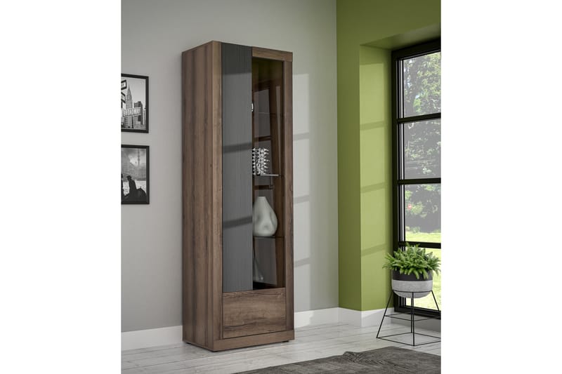 Elhovo Vitrineskap 41x63 cm - Brun - Oppbevaring - Skap - Vitrineskap
