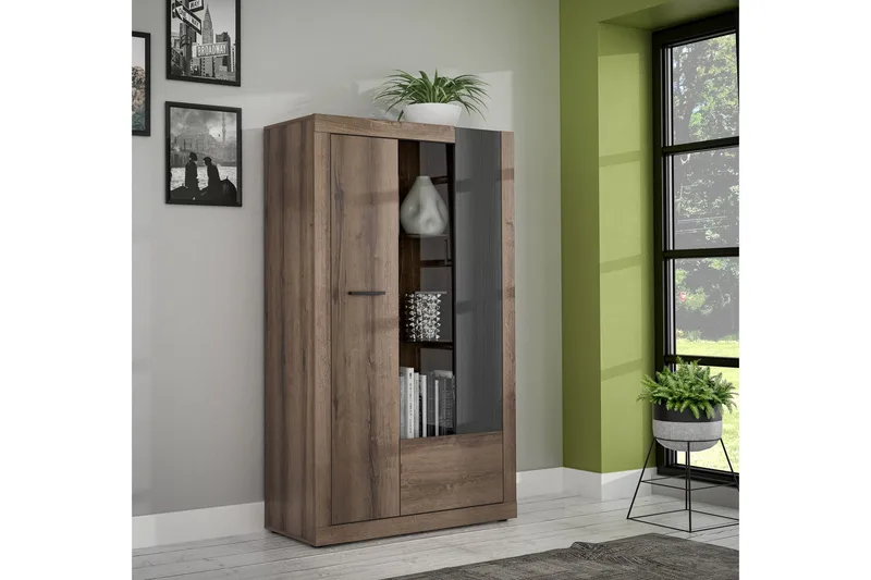 Elhovo Vitrineskap 41x93 cm - Brun - Oppbevaring - Skap - Vitrineskap