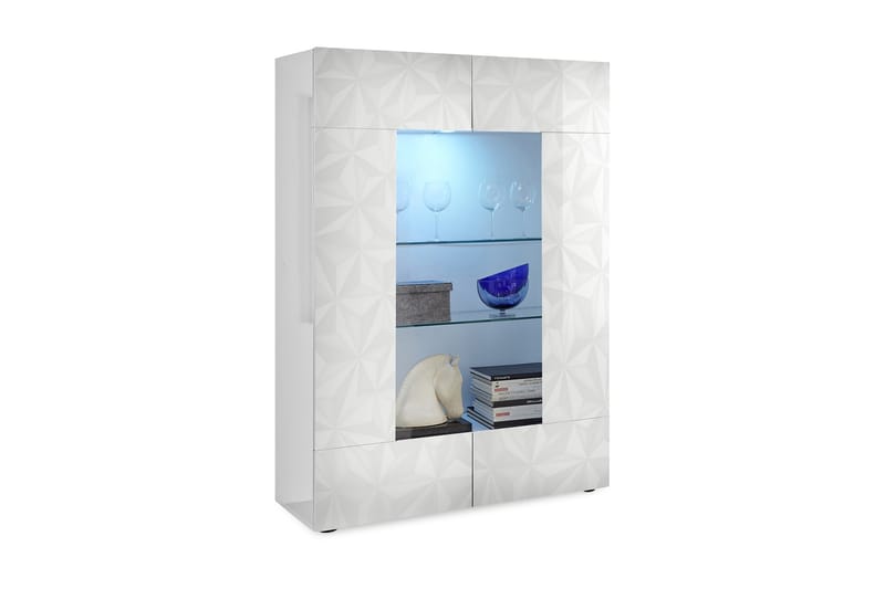 Fasett Vitrineskap 121 cm - Hvit - Oppbevaring - Skap - Vitrineskap