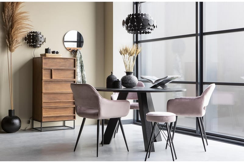 Forrestina Vitrineskap 60x40 cm 5 Skuffer - Mangotre/Beige - Oppbevaring - Skap - Vitrineskap