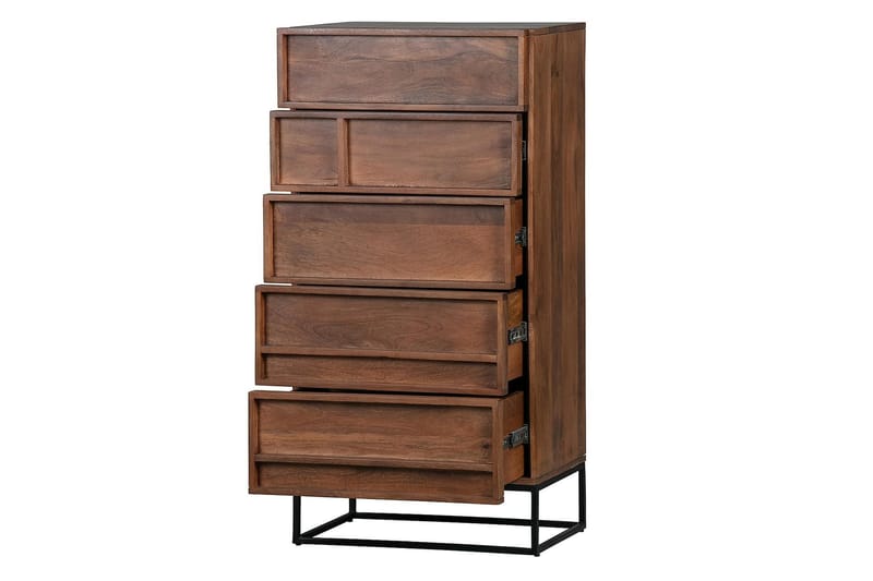 Forrestina Vitrineskap 60x40 cm 5 Skuffer - Mangotre/Beige - Oppbevaring - Skap - Vitrineskap