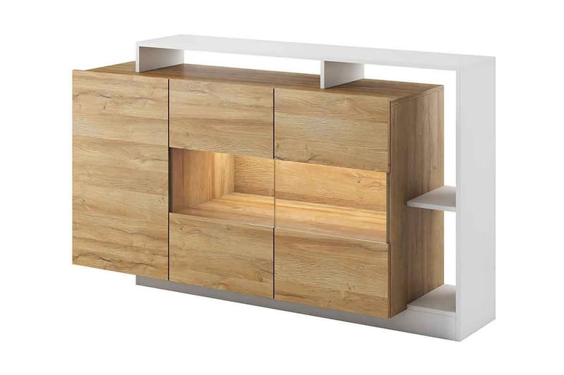 Gabelle Vitrineskap 155x44x94 cm - Beige / Hvit - Oppbevaring - Skap - Vitrineskap