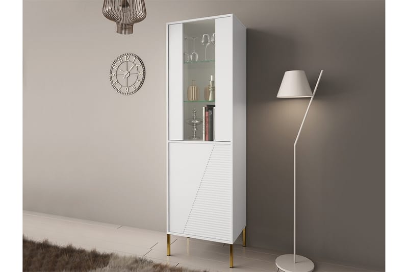 Glenndale Vitrineskap 190 cm - Hvid - Oppbevaring - Skap - Vitrineskap