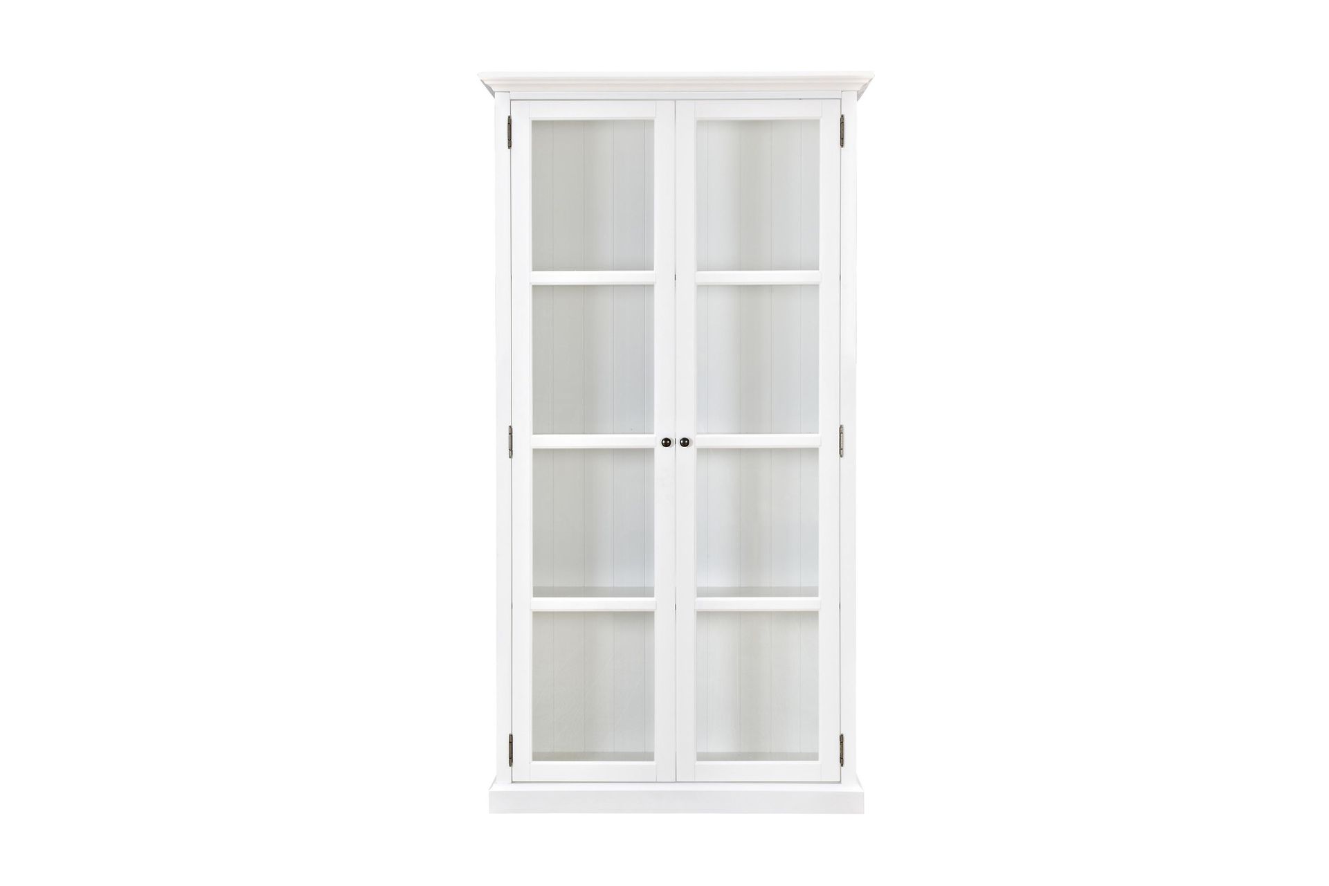 Hampton Vitrineskap 100 cm 3 Hyller 2 Dører - Hvit - Oppbevaring - Skap - Vitrineskap