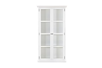 Hampton Vitrineskap 100 cm 3 Hyller 2 Dører - Hvit - Oppbevaring - Skap - Vitrineskap